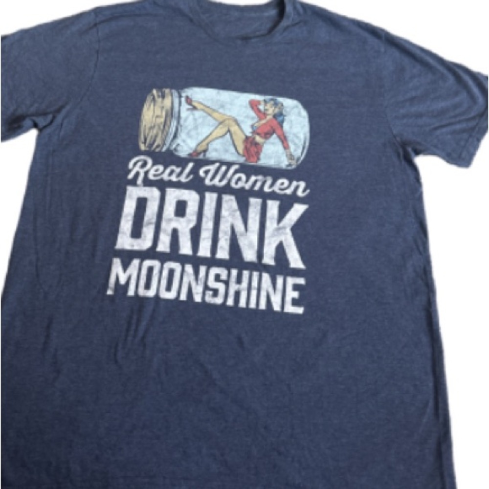 Blue Graphic T-Shirt with Moonshine Print
